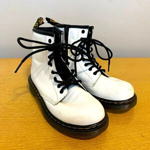 Kids white Dr. Marten combat boots, size 2